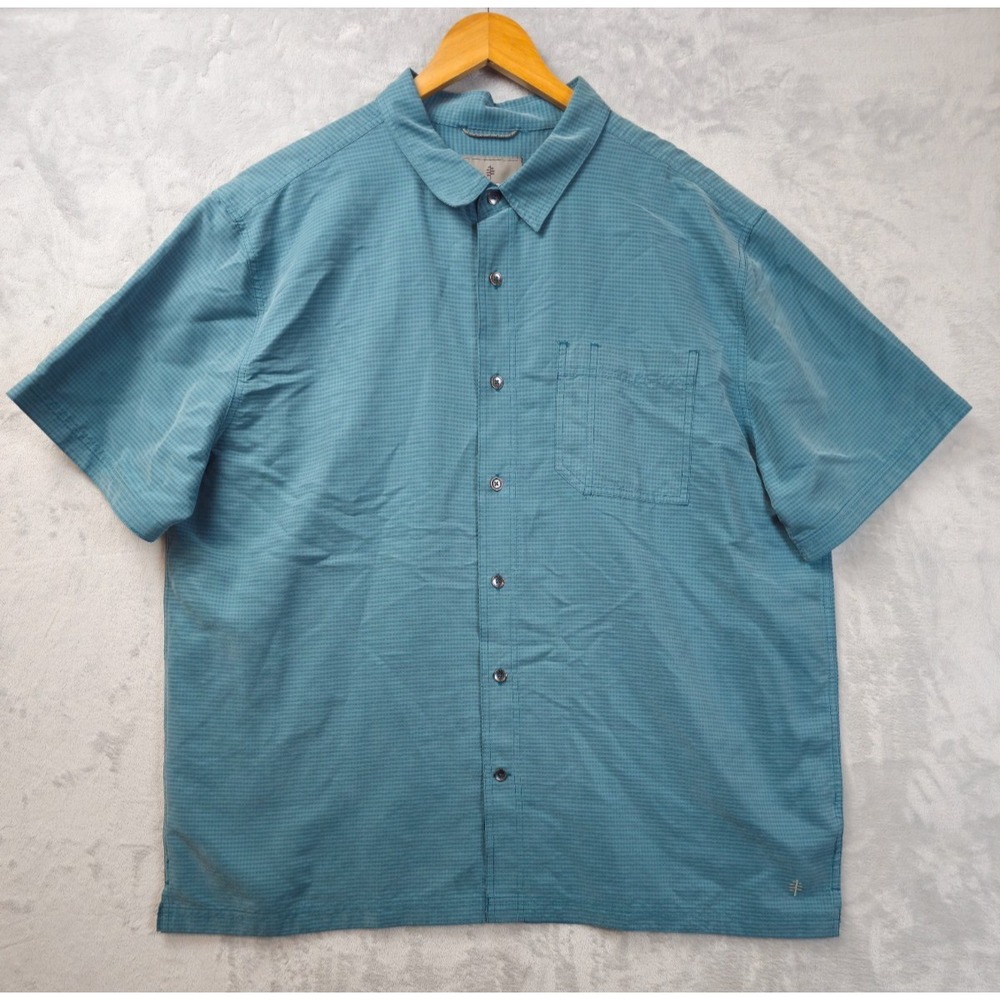 Royal Robbins Mens Desert Pucker Dry SS Shirt 3XL Green Gingham Relaxed Fit